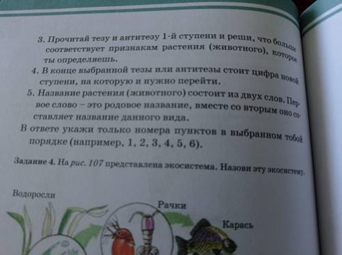 Задание 3. Установи правильную последовательность порядка определения растения (животного)