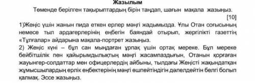 Төменде берілген тақырыптардың бірін таңдап, шағын мақала жазыңыз.​