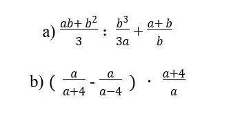 Упростите выражение: ab+ b^2/3 ∶ b^3/3a + a+ b/b a/a+4- a/a-4 ∙ a+4/a​