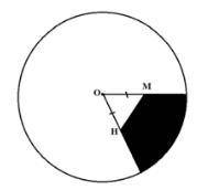 На рисунке изображен сектор круга с центром в точке O и радиусом, равным 20 см. ОM=OH= 9 см и ∟MOH =
