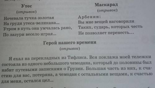 В. Прочитай несколько отрывков из произведений М.Ю. Лермонтова. Укажи, какой из них является примеро