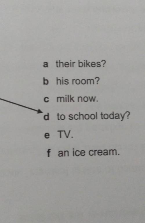 A their bikes? b his room?c milk now.0 Are you going1 They aren't eating2 Are Sue and Ted riding3 He