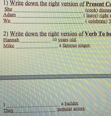 Writing. 6 points 1) Write down the right version of Present Continious Tense She (cook) dinner rig