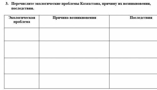 3. Перечислите экологические проблемы Казахстана, причину их возникновения, последствия. Экологическ