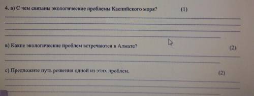 4. а) С чем связаны экологические проблемы Каспийского моря? (1)в) Какие экологические проблем встре