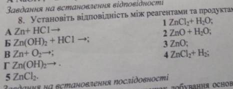 Установіть відповідність між реагентами та продуктами реакцій​