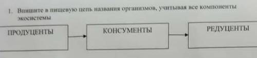 Впишите в пищевую цепь названия организмов,учитывая все компоненты экосистемы ​