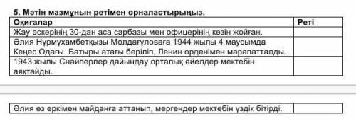 Мәтін мақмұны бойынша ақпаратты сәйкестендір. 1 1942 жылы А Снайперлер дайындау мектебін аяқтайды.2