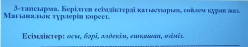 3-тапсырма. Берілген есімдіктерді қатыстырып, сөйлем құрап жаз. Мағыналық түрлерін көрсет.Есімдіктер