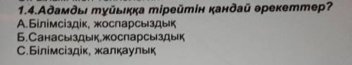 1.4.Адамды тұйыққа тірейтін қандай әрекеттер? А.Білімсіздік, жоспарсыздықБ.Санасыздық, жоспарсыздықС