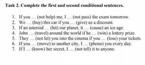 Task 2 . Complete the first and second conditional sentences это соч ​