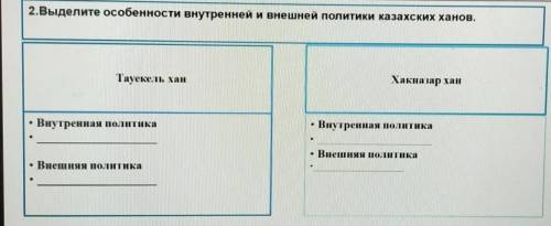 2.Выделите особенности внутренней и внешней политики казахских ханов, Тауекел ханХакназар ханВнутрен