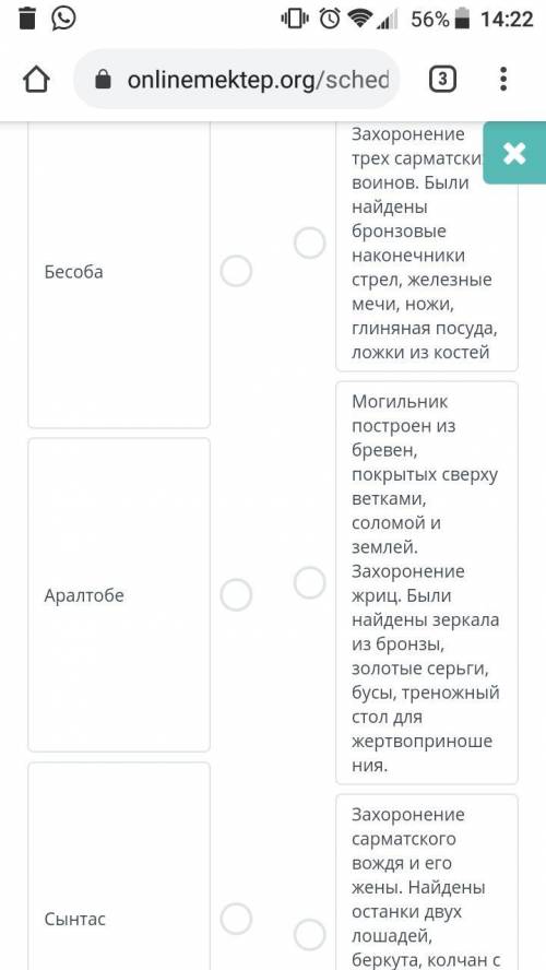 Установите соответсвие между археологическими памятниками и их особенностями