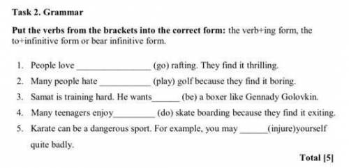 Put the verbs from the brackets into the correct form: the verb+ing form, the to+infinitive form or