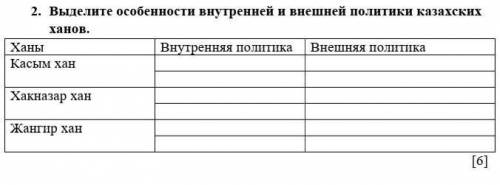 2. Выделите особенности внутренней и внешней политики казахских ханов. ​