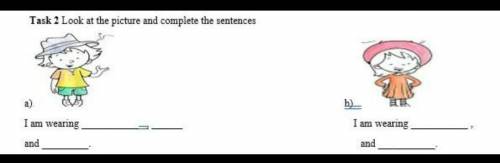 HELP Task 2 Look at the picture and complete the sentencesa)h)I am wearingI am wearingandand​