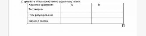 B) сравните типы экосистем по заданному плану: Характер сравненияАВТип энергии  Пути регулирования  