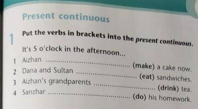 Put the verbs in brackets into the present continuous​