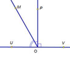 Через точку Р проведен перпендикуляр к прямой UV. МОР : MOU = 2: 3. Найдите градусную меру МOU . Смо