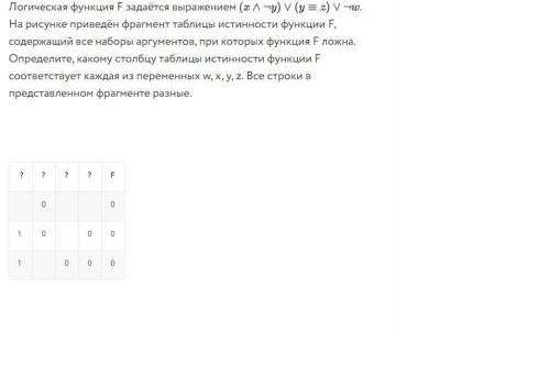 Логическая функция F задаётся выражением . На рисунке приведён фрагмент таблицы истинности функции F