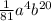 \frac{1}{81} {a}^{4} {b}^{20}