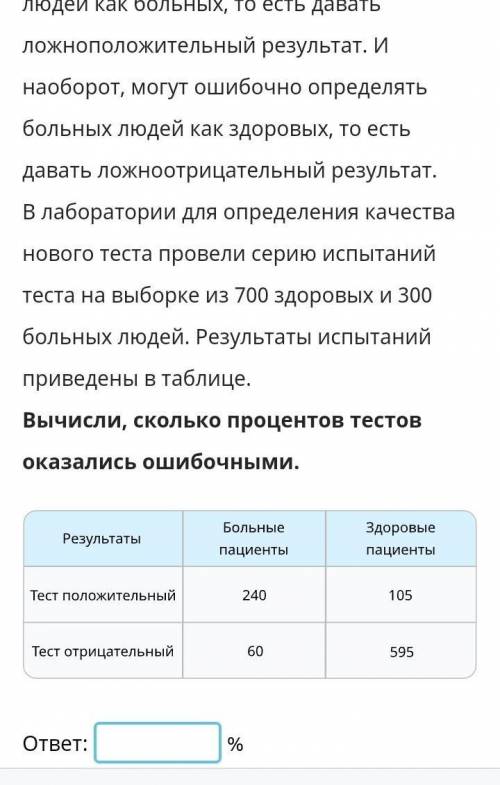 Для определения некоторых болезней проводят лабораторные тесты.Положительный результат теста означае