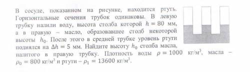 Нужно расписать решение. В сосуде, показанном на рисунке, находится ртуть. Горизонтальные сечения тр