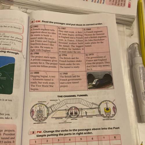 3 PW. Change the verbs in the passages above into the Past Simple putting the parts in right order.