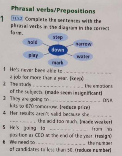 . Complete the sentences with the phrasal verbs in the diagram in the correct form. это итоговая, бу