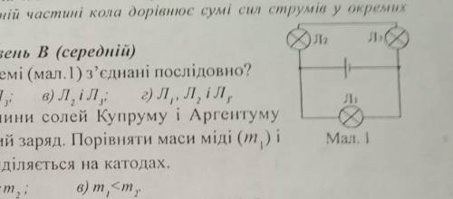 Які лампочки у схемі з'єднані послідовно​