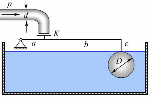 Водопроводная труба диаметром d закрывается клапаном К (см. рисунок). Давление воды в трубе равно p.