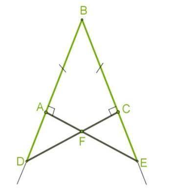 На сторонах угла ∡ ABC точки A и C находятся на равных расстояниях от вершины угла BA=BC. Через эти