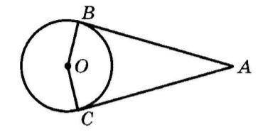 AB и AC - касательные, ∠ BOC = 1 0 0 ∘ , найдите ∠ A . В ответ введите только число.