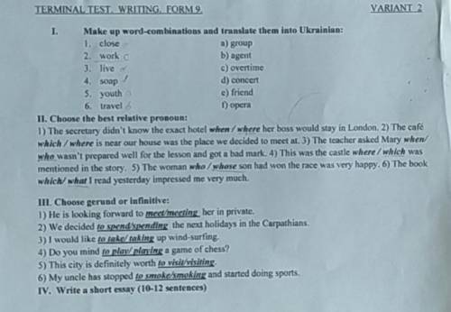 Terminal test . Writing. Form 9 Много балов