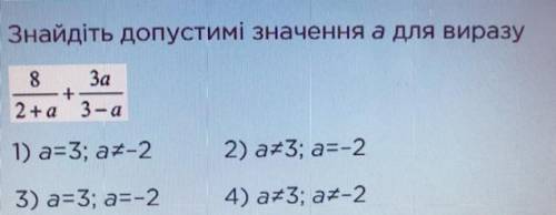 Знайдіть допустимі значення а для виразу