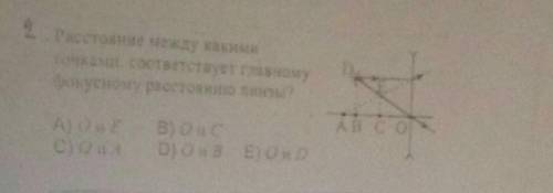 Расстояние между какими точками соответствует главному фокусному расстоянию линзы? а) О и Еб) О и Св