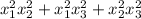 x^{2}_{1} x^{2}_{2}+ x^{2}_{1} x^{2}_{3}+ x^{2}_{2} x^{2}_{3}