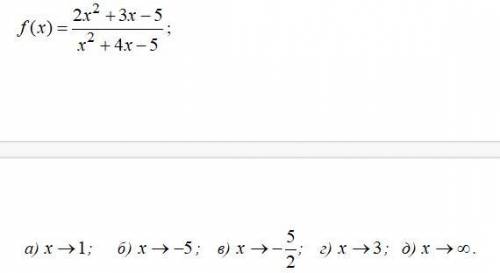Вычислить пределы функции y=f(x), при указанном поведении аргумента x.