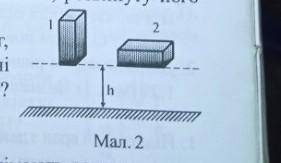 Дві цеглини підняті над поверхнею землі так як показано на малюнку. Потенційна енергія А)... Більша