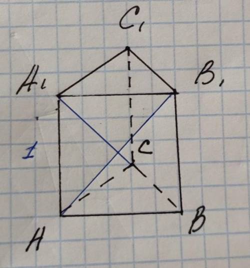 очень нужно сделатьребра равны 1, найти угол между АВ1 и А1С​