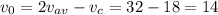 v_0=2v_{av}-v_c=32-18=14