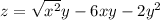 z=\sqrt{x^2} y-6xy-2y^2