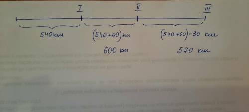 (До першої посадки літак пролетів 540 км, до другої - на 60 км більше, ніж до першої, а до третьої -
