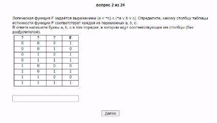 Логическая функция F задаётся выражением Определите, какому столбцу таблицы истинности функции F соо