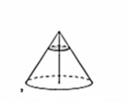 Объем конуса равен 128 ед^3. Через точку, отмеряющую четвертую часть высоты, считая от вершины, пров