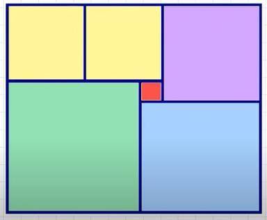 Сторона красного квадрата 1. Нужно найти стороны остальных квадратов.