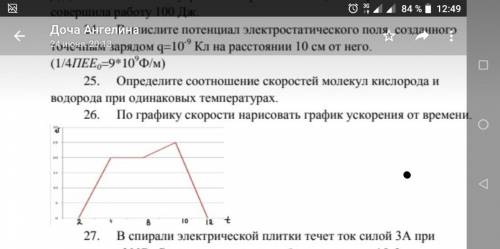 По графику скорости нарисовать график ускорения от времени номер26