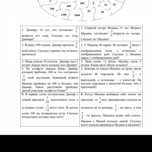 с задачами в первом столбце.Только с объяснением(кстати в ответ должен быть 49,2)160,3)4/5,4)200,5)4