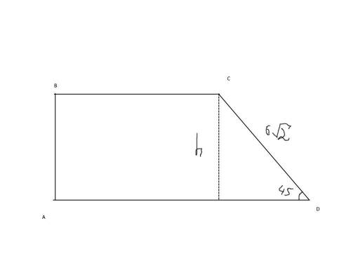 У прямокутній трапеції бічна сторона дорівнює 6 см. Знайти висоту трапеції,якщо кут при основі дорів
