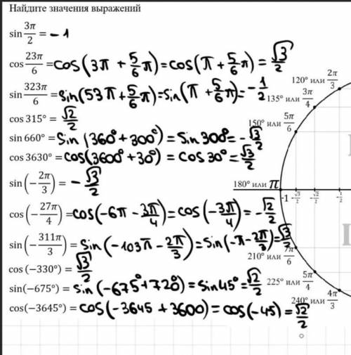 Cos 23P/6 куда убрали 3P и осталось P? sin 323...куда ушло 53 и как получилась -1/2?cos -27P/4...поч